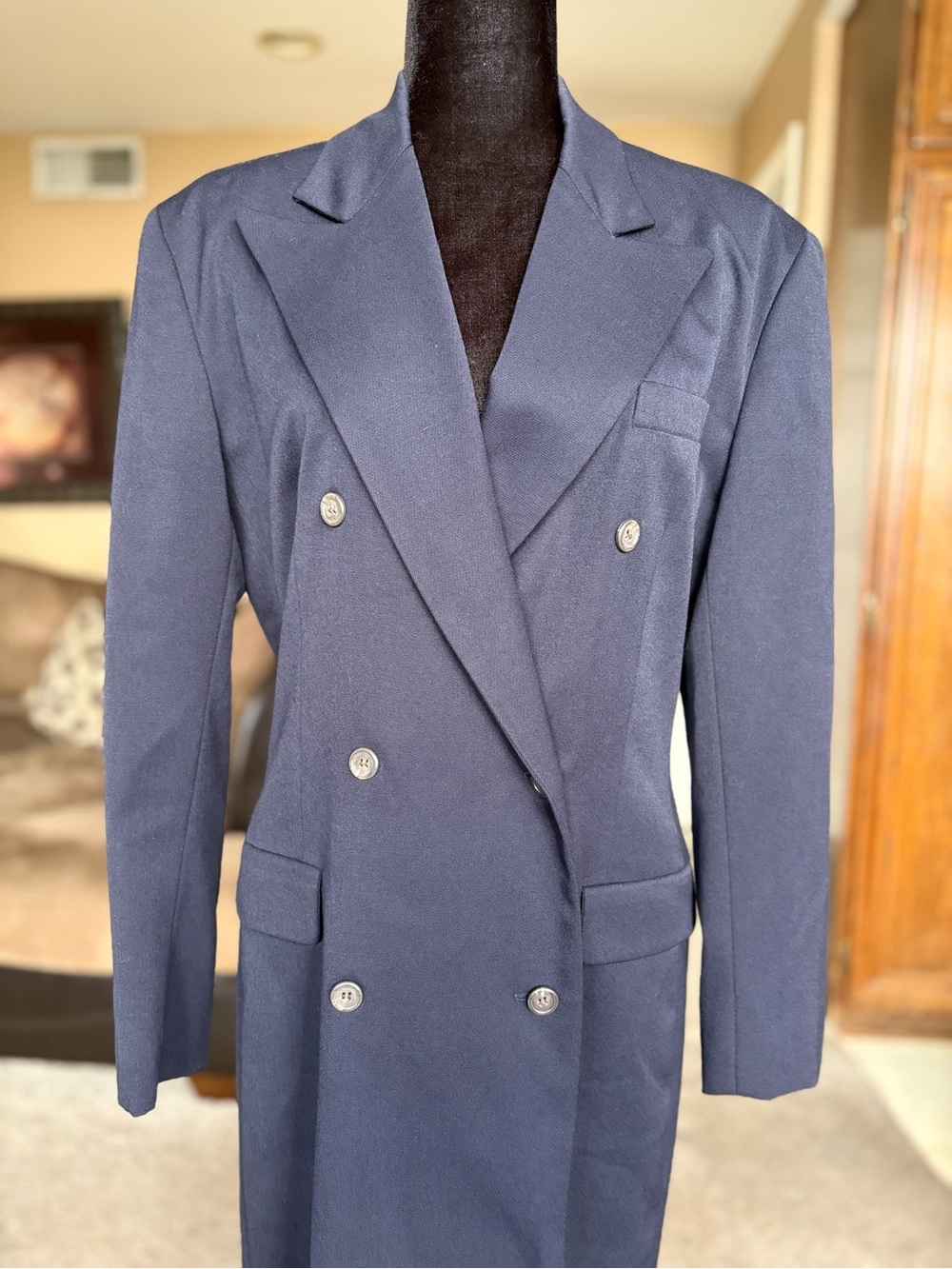 Vintage Ralph Lauren Double-Breasted Navy Blazer Dress - Picture 4 of 16